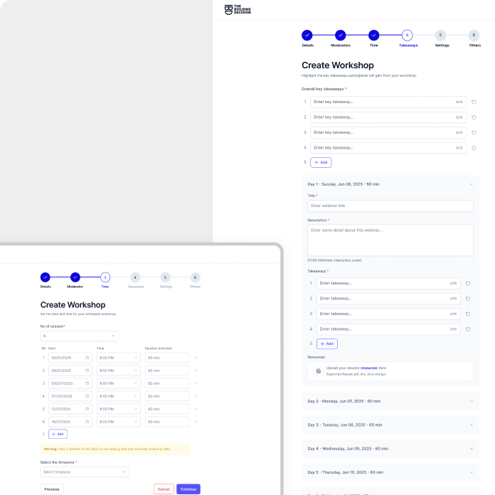 Recurring webinar interface design